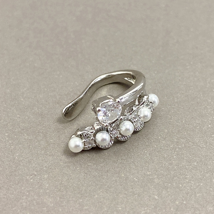 シルバー | CZ＆パールラインイヤーカフ 片耳用 レディース | FACION