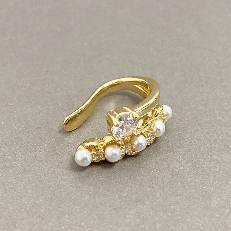 ゴールド | CZ＆パールラインイヤーカフ 片耳用 レディース | FACION