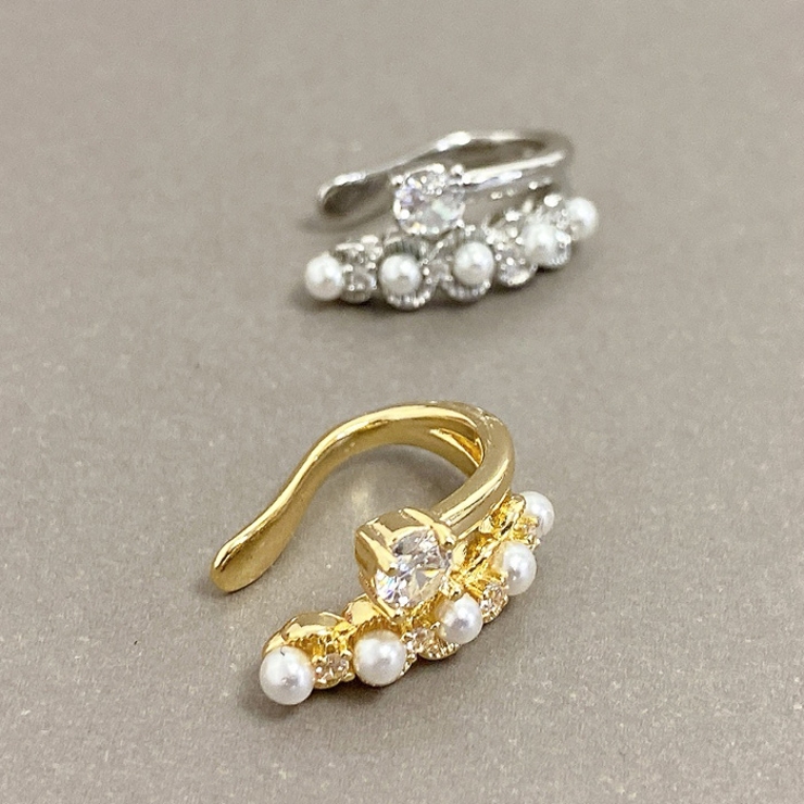 CZ＆パールラインイヤーカフ 片耳用 レディース | FACION | 詳細画像2 