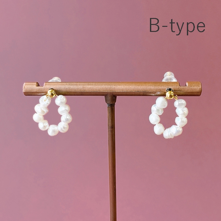 B-type | 淡水パールリングフープピアス 天然 淡水パール | FACION