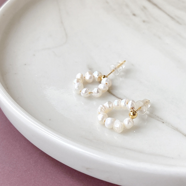 淡水パールリングフープピアス 天然 淡水パール | FACION | 詳細画像3 