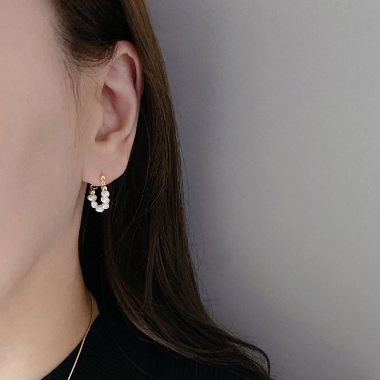 淡水パールリングフープピアス 天然 淡水パール | FACION | 詳細画像5 