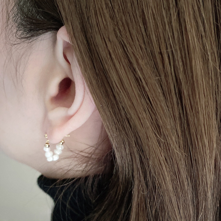 淡水パールリングフープピアス 天然 淡水パール | FACION | 詳細画像6 