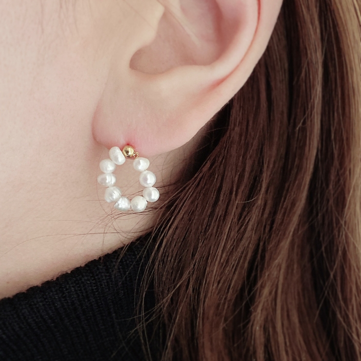 淡水パールリングフープピアス 天然 淡水パール | FACION | 詳細画像7 