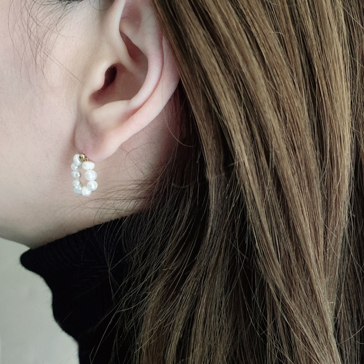 淡水パールリングフープピアス 天然 淡水パール | FACION | 詳細画像8 