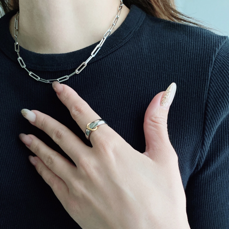 ゴールドリング付ステンレスリング 指輪 バイカラー | FACION | 詳細画像7 