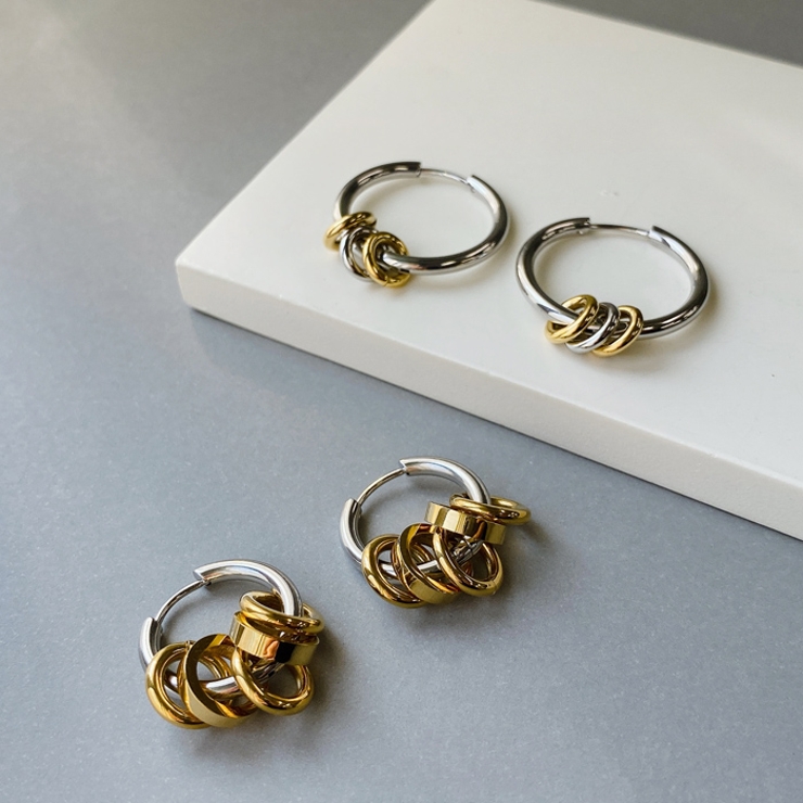 SGカラーリング付フープステンレスピアス バイカラー コンビカラー | FACION | 詳細画像1 