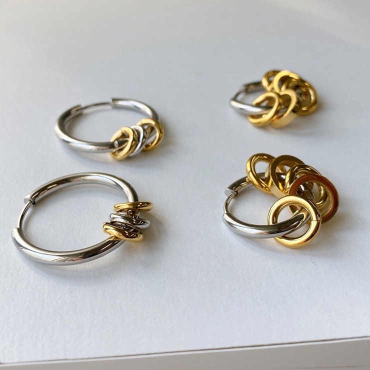 SGカラーリング付フープステンレスピアス バイカラー コンビカラー | FACION | 詳細画像4 