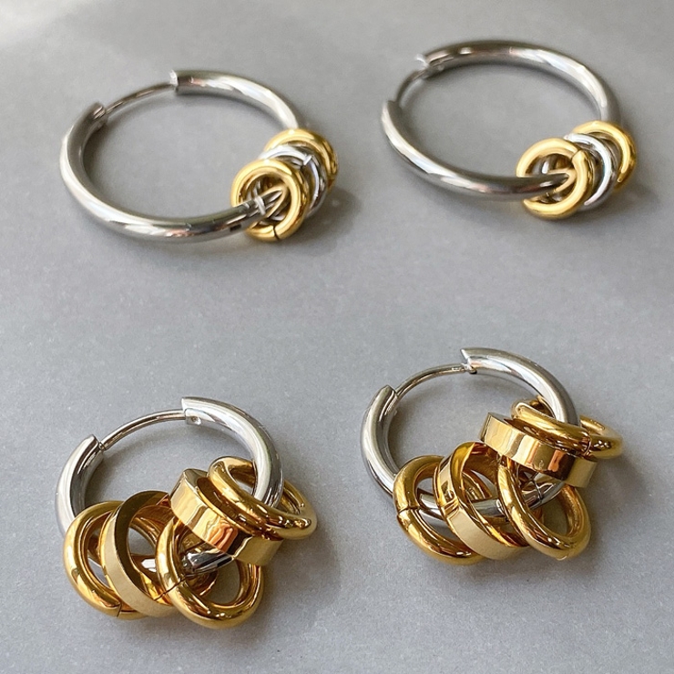 SGカラーリング付フープステンレスピアス バイカラー コンビカラー | FACION | 詳細画像6 