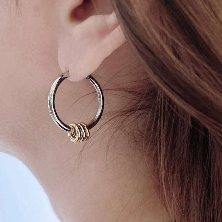 SGカラーリング付フープステンレスピアス バイカラー コンビカラー | FACION | 詳細画像7 