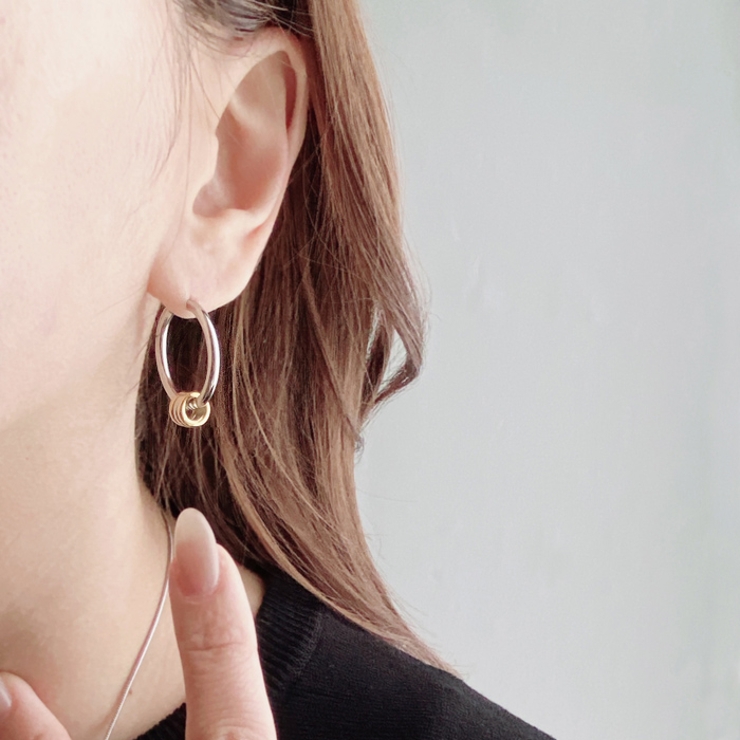 SGカラーリング付フープステンレスピアス バイカラー コンビカラー | FACION | 詳細画像8 