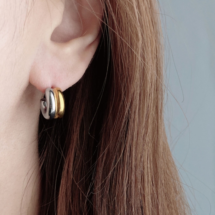 2連ステンレスフープピアス C型 バイカラー | FACION | 詳細画像7 