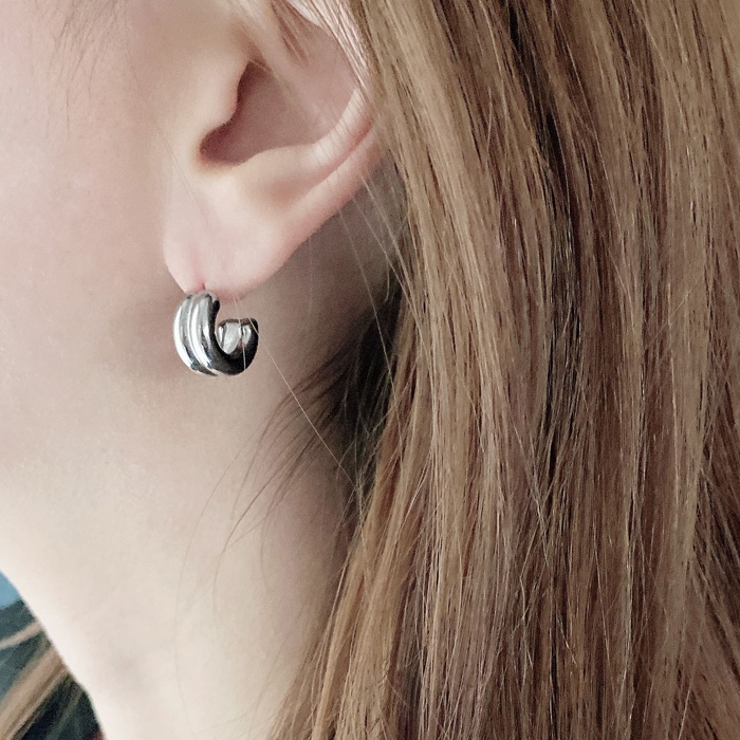 2連ステンレスフープピアス C型 バイカラー | FACION | 詳細画像9 