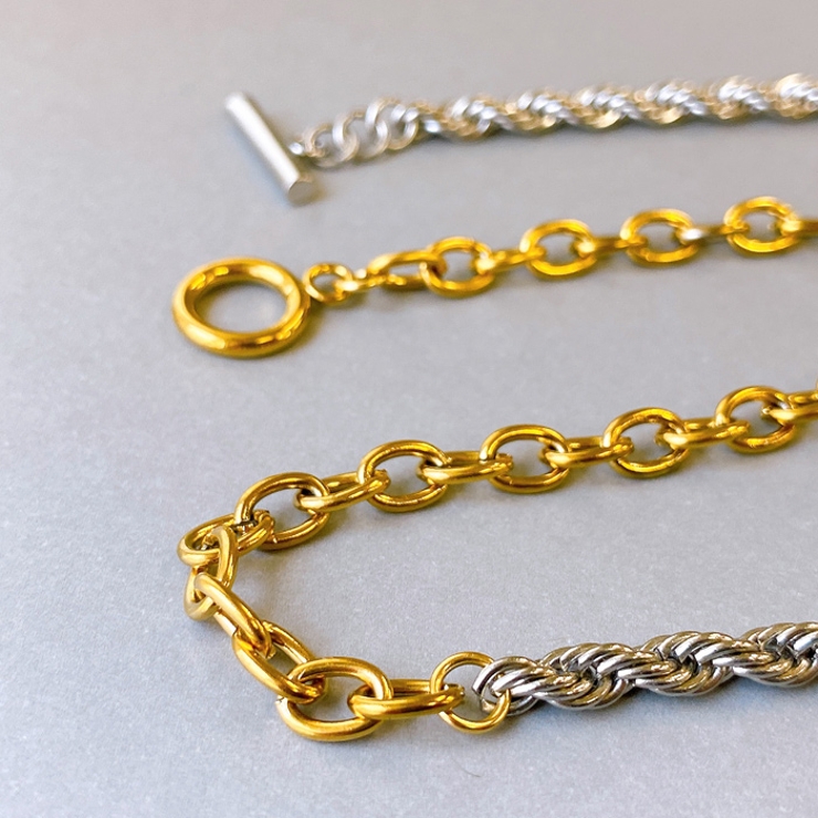 バイカラーマンテルステンレスネックレス コンビカラー アレルギー対応 | FACION | 詳細画像5 