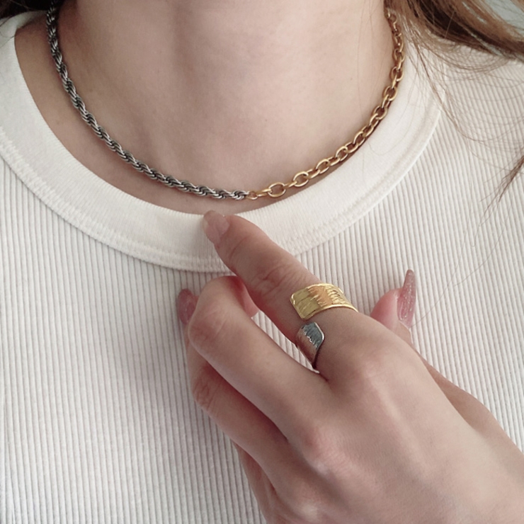 バイカラーマンテルステンレスネックレス コンビカラー アレルギー対応 | FACION | 詳細画像9 