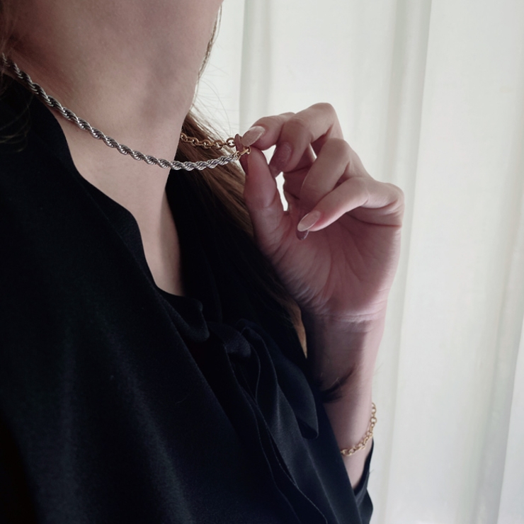 バイカラーマンテルステンレスネックレス コンビカラー アレルギー対応 | FACION | 詳細画像11 