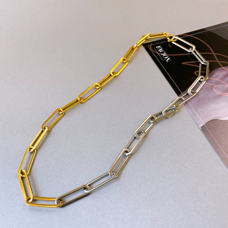 バイカラーレオンチェーンステンレスネックレス コンビカラ アレルギー対応 | FACION | 詳細画像3 