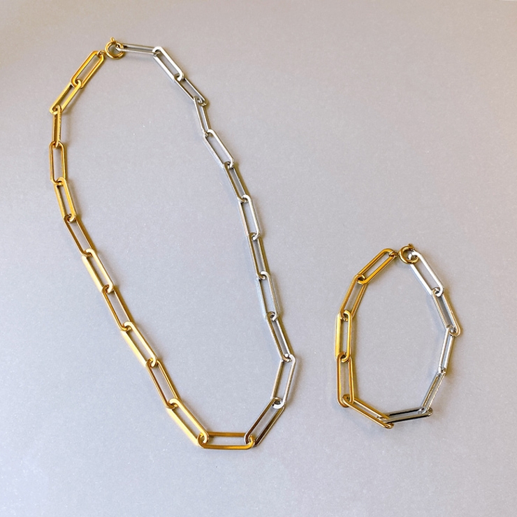 バイカラーレオンチェーンステンレスネックレス コンビカラ アレルギー対応 | FACION | 詳細画像6 