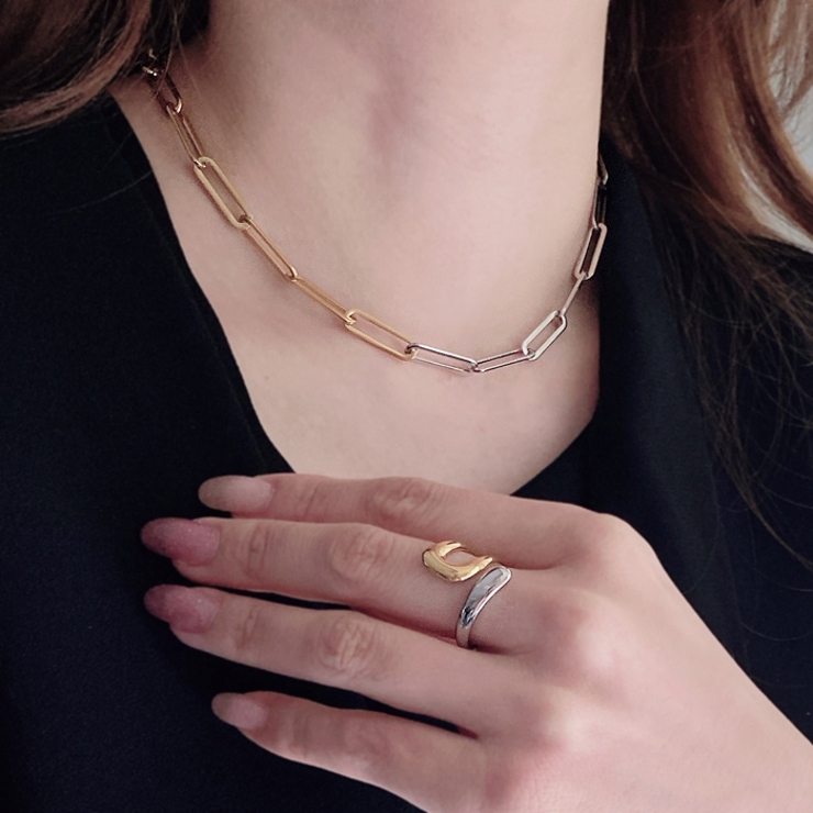 バイカラーレオンチェーンステンレスネックレス コンビカラ アレルギー対応 | FACION | 詳細画像8 