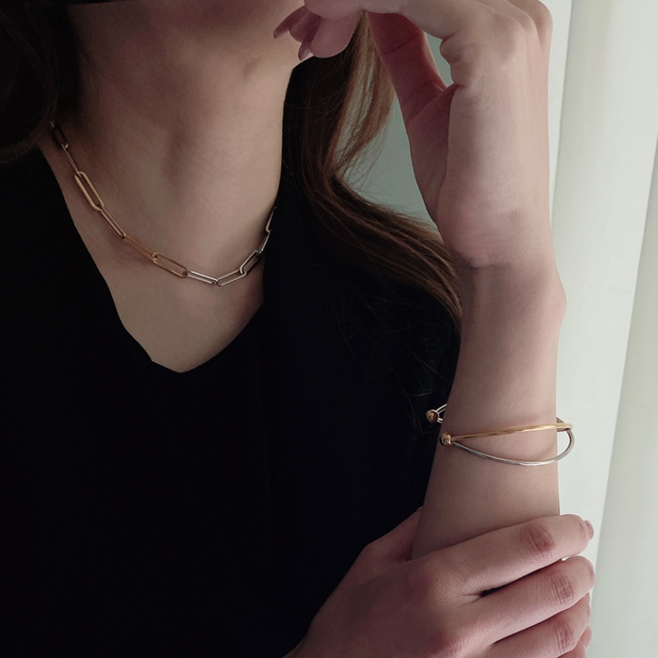 バイカラーレオンチェーンステンレスネックレス コンビカラ アレルギー対応 | FACION | 詳細画像10 