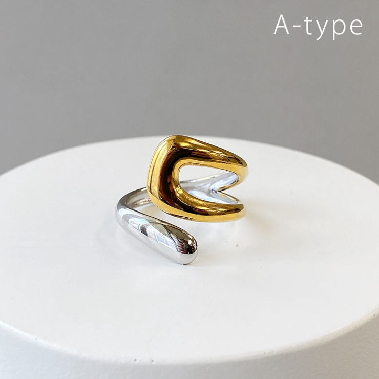 A-type | バイカラーステンレスデザインフォークリング 指輪 アレルギー対応 | FACION