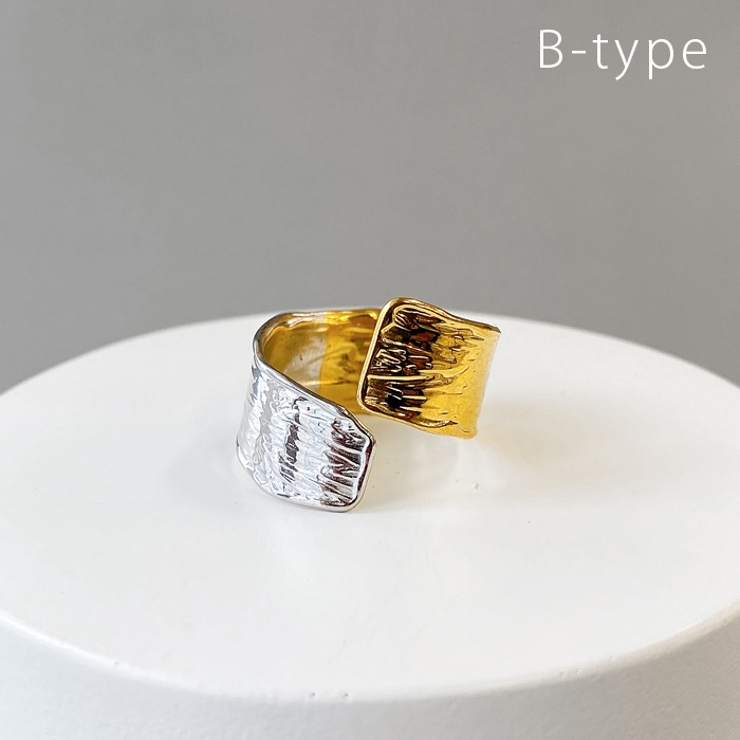 B-type | バイカラーステンレスデザインフォークリング 指輪 アレルギー対応 | FACION