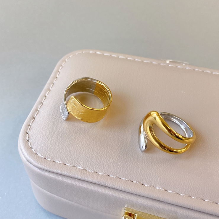 バイカラーステンレスデザインフォークリング 指輪 アレルギー対応 | FACION | 詳細画像2 