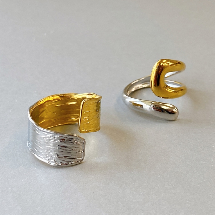 バイカラーステンレスデザインフォークリング 指輪 アレルギー対応 | FACION | 詳細画像3 