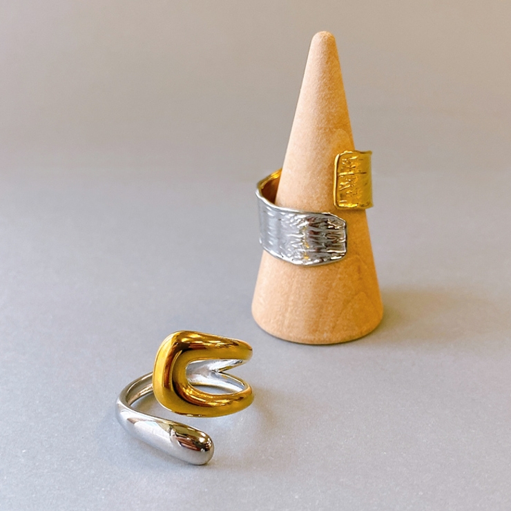 バイカラーステンレスデザインフォークリング 指輪 アレルギー対応 | FACION | 詳細画像5 