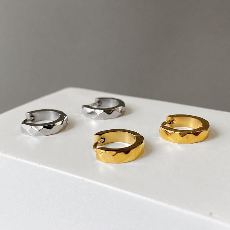 ダイヤカットワンタッチフープピアス ステンレス アレルギー対応 | FACION | 詳細画像2 