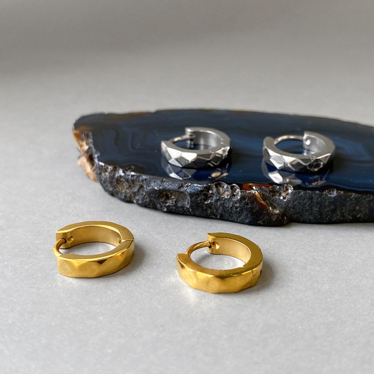 ダイヤカットワンタッチフープピアス ステンレス アレルギー対応 | FACION | 詳細画像1 