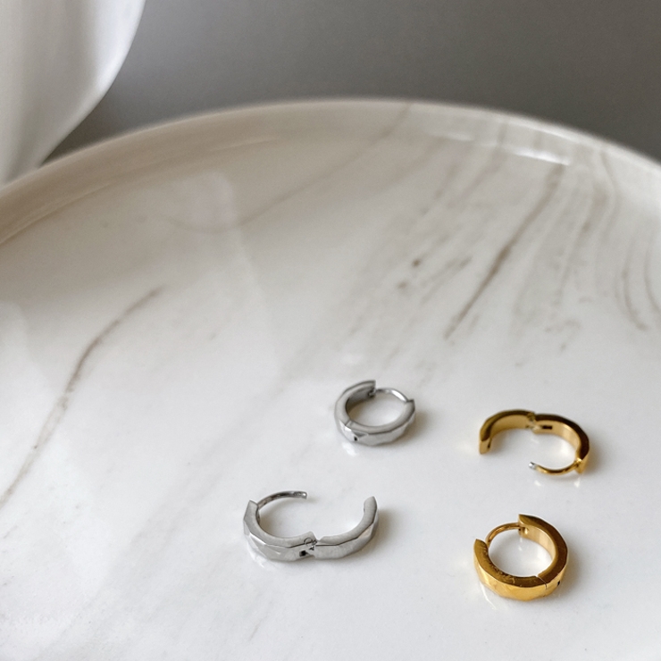 ダイヤカットワンタッチフープピアス ステンレス アレルギー対応 | FACION | 詳細画像4 