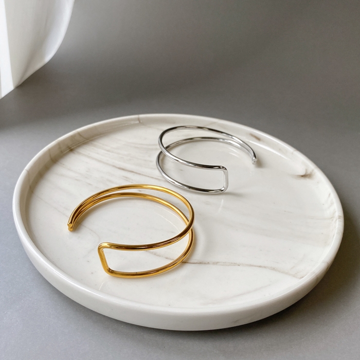 ダブルメタルラインステンレスブレスレット バングル アレルギー対応 | FACION | 詳細画像2 