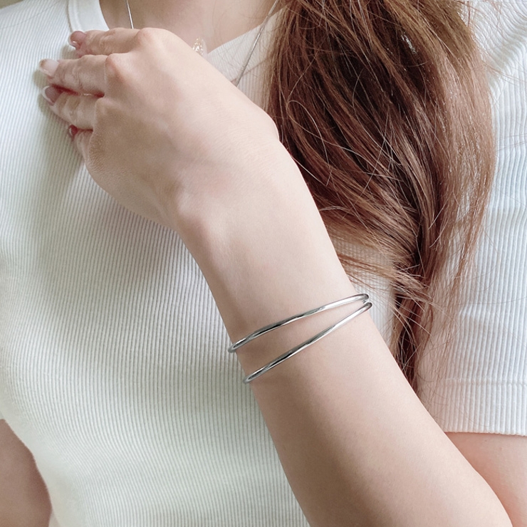 ダブルメタルラインステンレスブレスレット バングル アレルギー対応 | FACION | 詳細画像5 