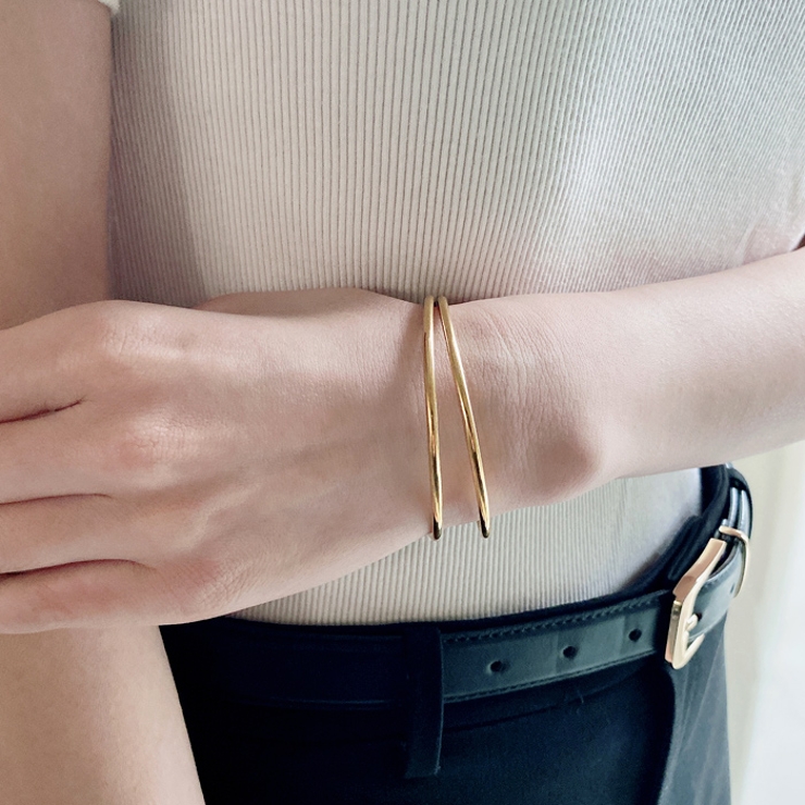 ダブルメタルラインステンレスブレスレット バングル アレルギー対応 | FACION | 詳細画像8 