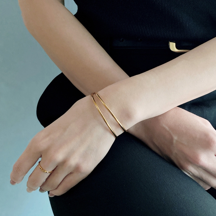 ダブルメタルラインステンレスブレスレット バングル アレルギー対応 | FACION | 詳細画像10 