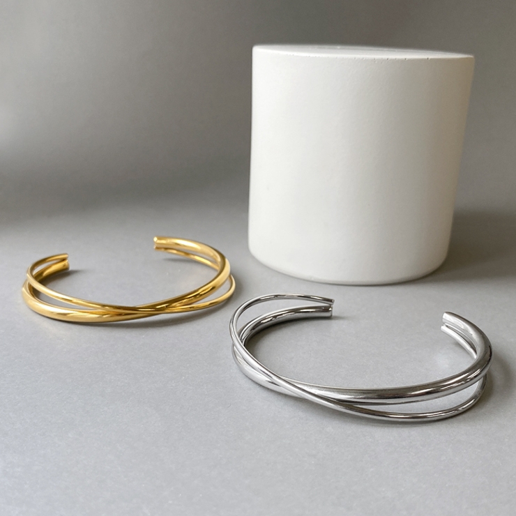 クロスラインステンレスブレスレット バングル ブレス | FACION | 詳細画像3 