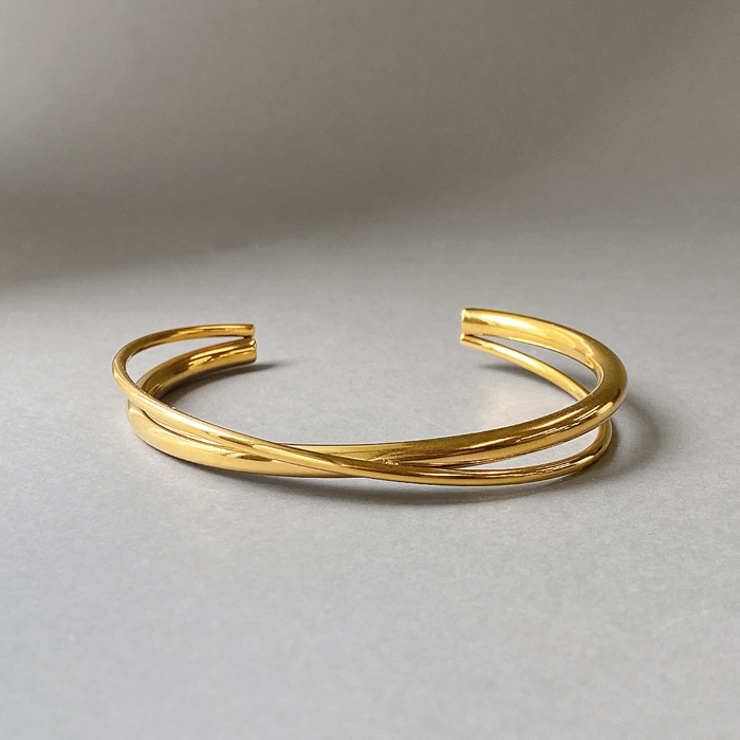 ゴールド | クロスラインステンレスブレスレット バングル ブレス | FACION