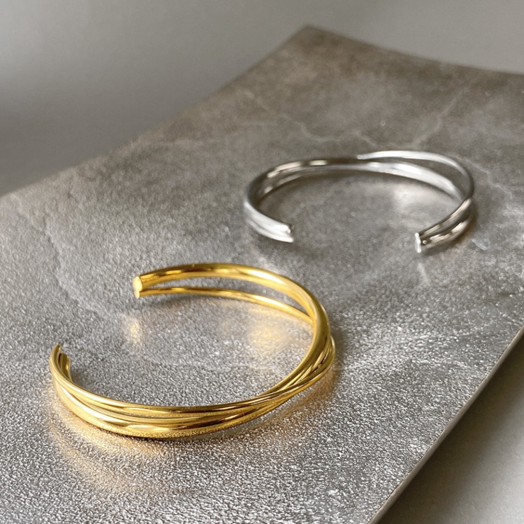 クロスラインステンレスブレスレット バングル ブレス | FACION | 詳細画像1 