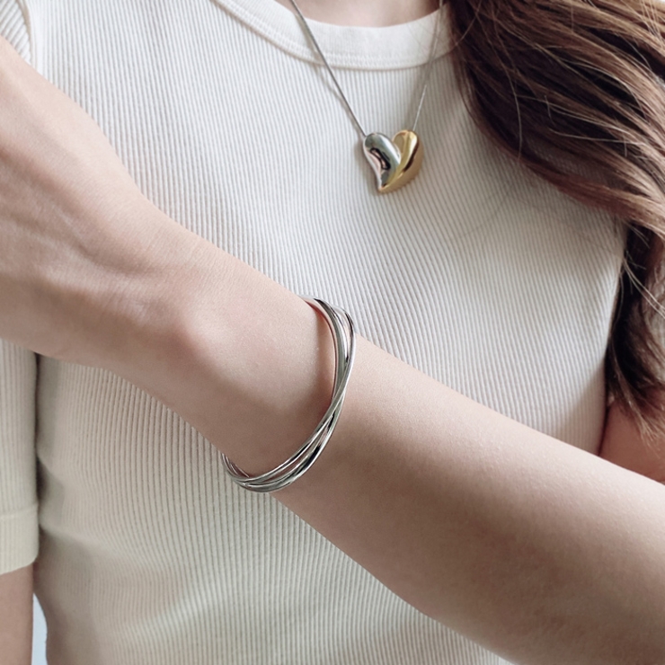 クロスラインステンレスブレスレット バングル ブレス | FACION | 詳細画像8 