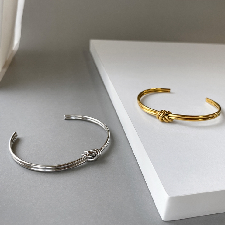 ノット2連ステンレスバングル ブレスレット 結び | FACION | 詳細画像1 