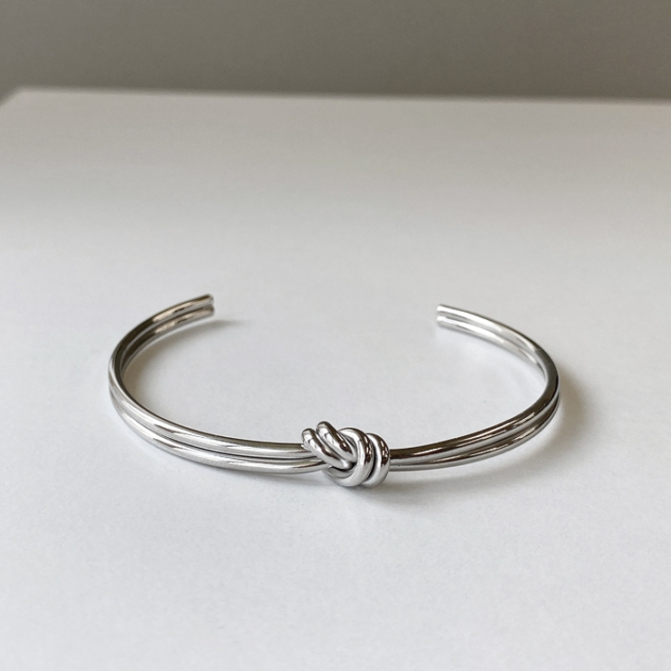 シルバー | ノット2連ステンレスバングル ブレスレット 結び | FACION