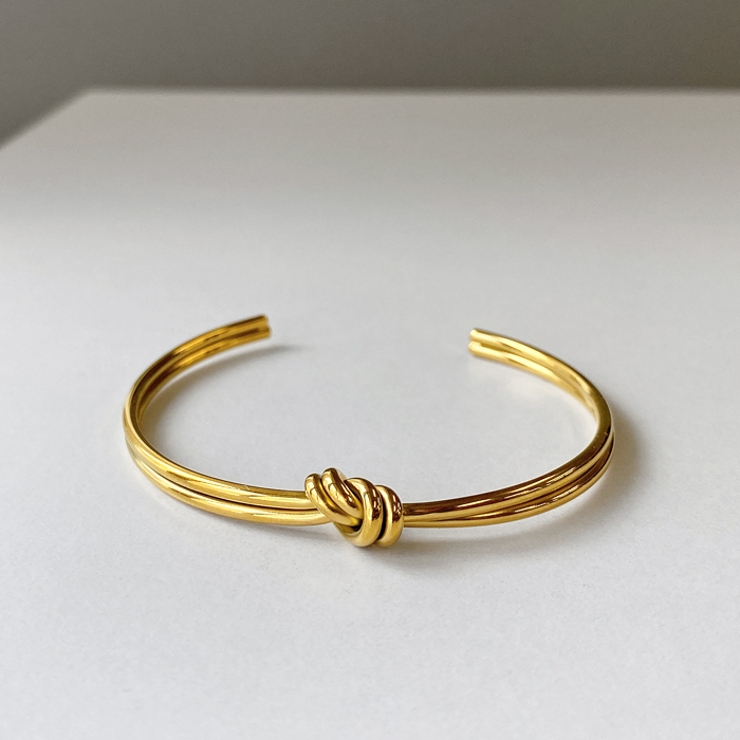 ゴールド | ノット2連ステンレスバングル ブレスレット 結び | FACION