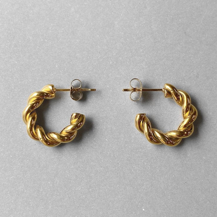 ゴールド | ツイストフープステンレスピアス C型 バイカラー | FACION