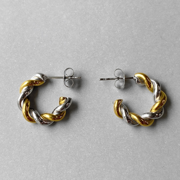 バイカラー | ツイストフープステンレスピアス C型 バイカラー | FACION