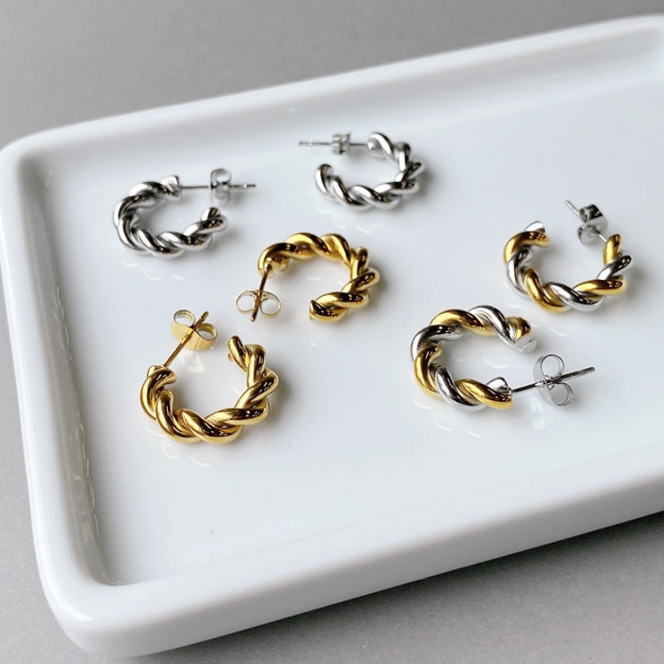 ツイストフープステンレスピアス C型 バイカラー | FACION | 詳細画像4 