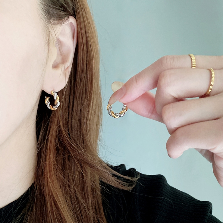 ツイストフープステンレスピアス C型 バイカラー | FACION | 詳細画像8 