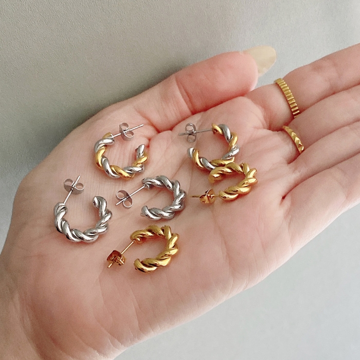 ツイストフープステンレスピアス C型 バイカラー | FACION | 詳細画像10 