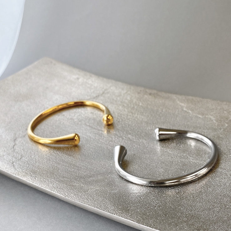 ドロップカーブステンレスバングル ブレスレット 大きめ | FACION | 詳細画像4 