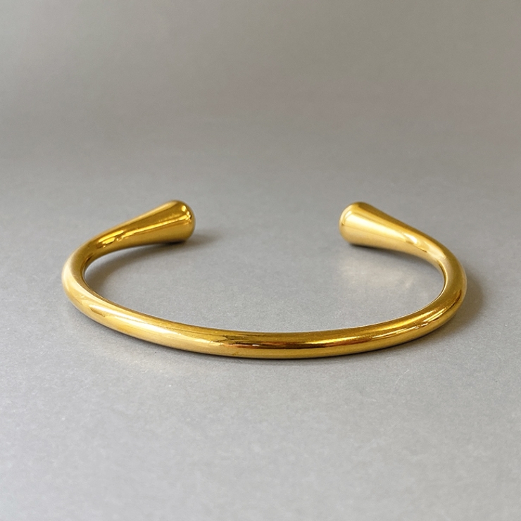 ゴールド | ドロップカーブステンレスバングル ブレスレット 大きめ | FACION